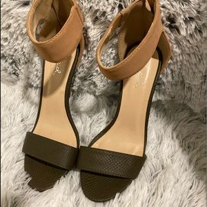 Nude and Olive green High Heels